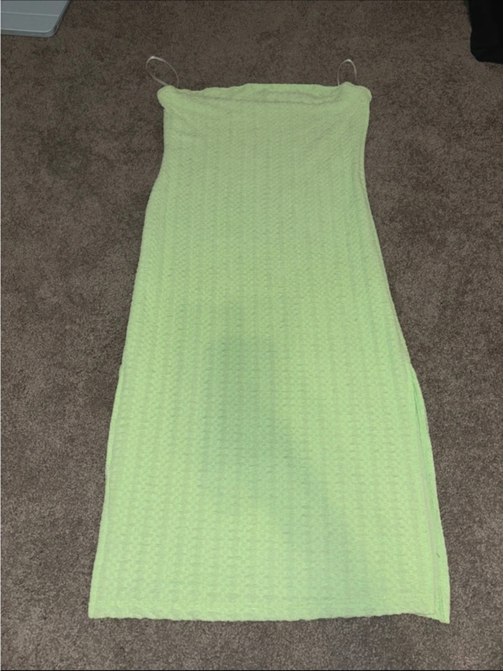 Light/limeGreen textured Strapless Midi Dress - Women